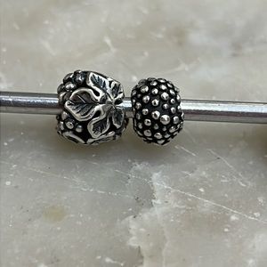 2 Silver Leaf Beads